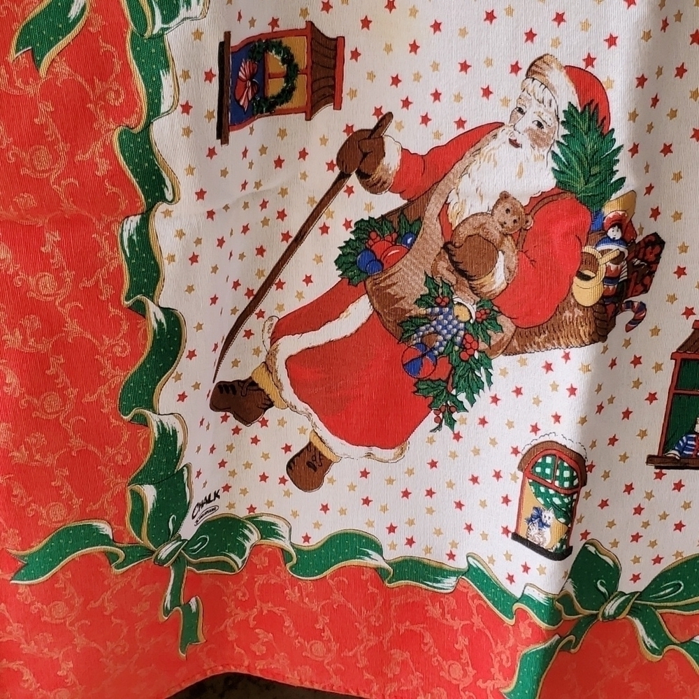 Vintage Old World Santa Tablecloth by Chalk
